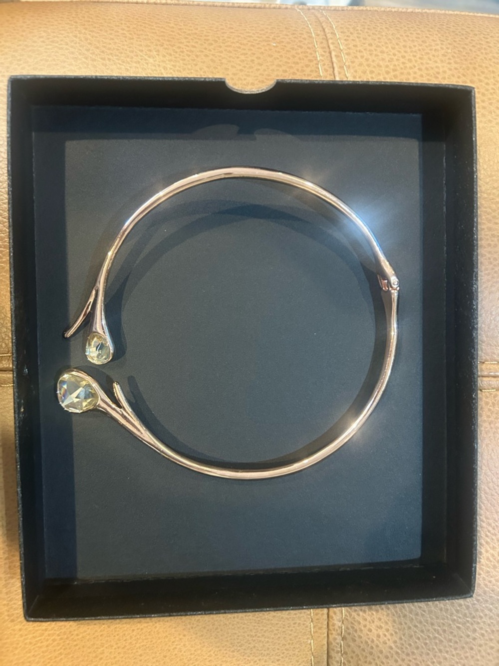 Rose Gold Crystal-Accent Open Cuff Necklace - Women's Jewelry